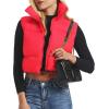 imageAmerican Trends Womens Winter Crop Vest Sleeveless Puffer Vests for Women Jacket Outwear CoatRed