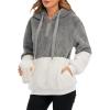 imageAmerican Trends Oversized Sweatshirts for Women Athletic Womens Sherpa Hoodie Fluffy Womens Hoodies Pullover with PocketsZ Grey White
