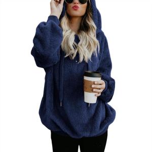 imageAmerican Trends Oversized Sweatshirts for Women Athletic Womens Sherpa Hoodie Fluffy Womens Hoodies Pullover with PocketsNavy