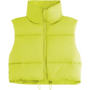 imageAmerican Trends Womens Winter Crop Vest Sleeveless Puffer Vests for Women Jacket Outwear CoatYellow