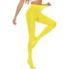 imageAmerican Trends Adult Tights for Women Opaque Run Resistant Plus Size Pantyhose High Waisted 80sYellow