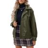 imageAmerican Trends Leather Jacket Women Bomber Pleather Jacket Oversized Leather Blazer Biker Motorcycle JacketArmy Green
