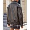imageAmerican Trends Leather Jacket Women Bomber Pleather Jacket Oversized Leather Blazer Biker Motorcycle JacketCoffee