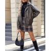 imageAmerican Trends Leather Jacket Women Bomber Pleather Jacket Oversized Leather Blazer Biker Motorcycle JacketCoffee
