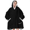 imageAmerican Trends Wearable Blanket Hoodie Oversized Sherpa Warm Hoodie Blanket Thick Sweatshirt Gift for Women Men GirlsBlack