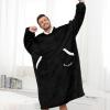 imageAmerican Trends Wearable Blanket Hoodie Oversized Sherpa Warm Hoodie Blanket Thick Sweatshirt Gift for Women Men GirlsBlack