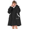 imageAmerican Trends Wearable Blanket Hoodie Oversized Sherpa Warm Hoodie Blanket Thick Sweatshirt Gift for Women Men GirlsBlack