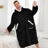 imageAmerican Trends Wearable Blanket Hoodie Oversized Sherpa Warm Hoodie Blanket Thick Sweatshirt Gift for Women Men GirlsBlack