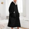 imageAmerican Trends Wearable Blanket Hoodie Oversized Sherpa Warm Hoodie Blanket Thick Sweatshirt Gift for Women Men GirlsBlack