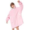 imageAmerican Trends Wearable Blanket Hoodie Oversized Sherpa Warm Hoodie Blanket Thick Sweatshirt Gift for Women Men GirlsPink