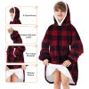 imageAmerican Trends Wearable Blanket Hoodie Oversized Sherpa Warm Hoodie Blanket Thick Sweatshirt Gift for Women Men GirlsRed and Black Plaid