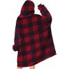 imageAmerican Trends Wearable Blanket Hoodie Oversized Sherpa Warm Hoodie Blanket Thick Sweatshirt Gift for Women Men GirlsRed and Black Plaid