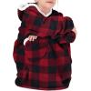 imageAmerican Trends Wearable Blanket Hoodie Oversized Sherpa Warm Hoodie Blanket Thick Sweatshirt Gift for Women Men GirlsRed and Black Plaid