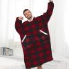 imageAmerican Trends Wearable Blanket Hoodie Oversized Sherpa Warm Hoodie Blanket Thick Sweatshirt Gift for Women Men GirlsRed and Black Plaid
