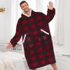 imageAmerican Trends Wearable Blanket Hoodie Oversized Sherpa Warm Hoodie Blanket Thick Sweatshirt Gift for Women Men GirlsRed and Black Plaid