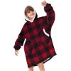 imageAmerican Trends Wearable Blanket Hoodie Oversized Sherpa Warm Hoodie Blanket Thick Sweatshirt Gift for Women Men GirlsRed and Black Plaid