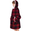 imageAmerican Trends Wearable Blanket Hoodie Oversized Sherpa Warm Hoodie Blanket Thick Sweatshirt Gift for Women Men GirlsRed and Black Plaid