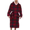imageAmerican Trends Wearable Blanket Hoodie Oversized Sherpa Warm Hoodie Blanket Thick Sweatshirt Gift for Women Men GirlsRed and Black Plaid