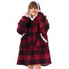 imageAmerican Trends Wearable Blanket Hoodie Oversized Sherpa Warm Hoodie Blanket Thick Sweatshirt Gift for Women Men GirlsRed and Black Plaid