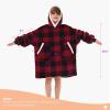 imageAmerican Trends Wearable Blanket Hoodie Oversized Sherpa Warm Hoodie Blanket Thick Sweatshirt Gift for Women Men GirlsRed and Black Plaid