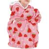 imageAmerican Trends Wearable Blanket Hoodie Oversized Sherpa Warm Hoodie Blanket Thick Sweatshirt Gift for Women Men GirlsSweet Strawberry