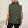 imageAmerican Trends Womens Puffer Vest Sleeveless Puffy Vests for Women Collar Jacket Zipper Coat with PocketsArmy Green