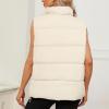 imageAmerican Trends Womens Puffer Vest Sleeveless Puffy Vests for Women Collar Jacket Zipper Coat with PocketsBeige