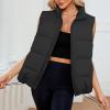 imageAmerican Trends Womens Puffer Vest Sleeveless Puffy Vests for Women Collar Jacket Zipper Coat with PocketsBlack