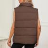 imageAmerican Trends Womens Puffer Vest Sleeveless Puffy Vests for Women Collar Jacket Zipper Coat with PocketsBrown