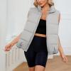 imageAmerican Trends Womens Puffer Vest Sleeveless Puffy Vests for Women Collar Jacket Zipper Coat with PocketsGrey