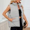 imageAmerican Trends Womens Puffer Vest Sleeveless Puffy Vests for Women Collar Jacket Zipper Coat with PocketsGrey