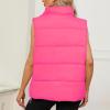 imageAmerican Trends Womens Puffer Vest Sleeveless Puffy Vests for Women Collar Jacket Zipper Coat with PocketsHot Pink
