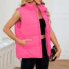 imageAmerican Trends Womens Puffer Vest Sleeveless Puffy Vests for Women Collar Jacket Zipper Coat with PocketsHot Pink