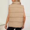 imageAmerican Trends Womens Puffer Vest Sleeveless Puffy Vests for Women Collar Jacket Zipper Coat with PocketsKhaki