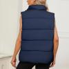 imageAmerican Trends Womens Puffer Vest Sleeveless Puffy Vests for Women Collar Jacket Zipper Coat with PocketsNavy