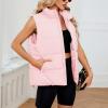 imageAmerican Trends Womens Puffer Vest Sleeveless Puffy Vests for Women Collar Jacket Zipper Coat with PocketsPink