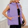 imageAmerican Trends Womens Puffer Vest Sleeveless Puffy Vests for Women Collar Jacket Zipper Coat with PocketsPurple