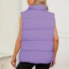 imageAmerican Trends Womens Puffer Vest Sleeveless Puffy Vests for Women Collar Jacket Zipper Coat with PocketsPurple