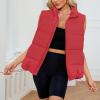 imageAmerican Trends Womens Puffer Vest Sleeveless Puffy Vests for Women Collar Jacket Zipper Coat with PocketsRed