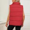 imageAmerican Trends Womens Puffer Vest Sleeveless Puffy Vests for Women Collar Jacket Zipper Coat with PocketsRed