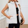 imageAmerican Trends Womens Puffer Vest Sleeveless Puffy Vests for Women Collar Jacket Zipper Coat with PocketsWhite