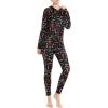 imageAmerican Trends Womens Thermal Underwear Set Long Johns Base Layer Fleece Lined Top and Bottom Thermals Sets LoungewearChristmas