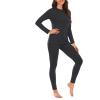 imageAmerican Trends Womens Thermal Underwear Set Long Johns Base Layer Fleece Lined Top and Bottom Thermals Sets LoungewearDark Gray