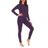 imageAmerican Trends Womens Thermal Underwear Set Long Johns Base Layer Fleece Lined Top and Bottom Thermals Sets LoungewearDeep Purple