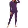 imageAmerican Trends Womens Thermal Underwear Set Long Johns Base Layer Fleece Lined Top and Bottom Thermals Sets LoungewearDeep Purple