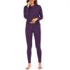 imageAmerican Trends Womens Thermal Underwear Set Long Johns Base Layer Fleece Lined Top and Bottom Thermals Sets LoungewearDeep Purple