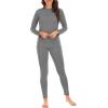imageAmerican Trends Womens Thermal Underwear Set Long Johns Base Layer Fleece Lined Top and Bottom Thermals Sets LoungewearGray