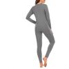 imageAmerican Trends Womens Thermal Underwear Set Long Johns Base Layer Fleece Lined Top and Bottom Thermals Sets LoungewearGray