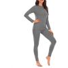 imageAmerican Trends Womens Thermal Underwear Set Long Johns Base Layer Fleece Lined Top and Bottom Thermals Sets LoungewearGray