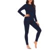 imageAmerican Trends Womens Thermal Underwear Set Long Johns Base Layer Fleece Lined Top and Bottom Thermals Sets LoungewearNavy